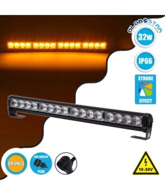 GloboStar® 85275 PRO Series Μπάρα Σήμανσης Οχήματος Οδικής Βοήθείας για Αυτοκίνητα & Φορτηγά 16 Προγραμμάτων Φωτισμού STROBE LED SMD 3030 32W DC 10-30V Αδιάβροχη IP66 Πορτοκαλί